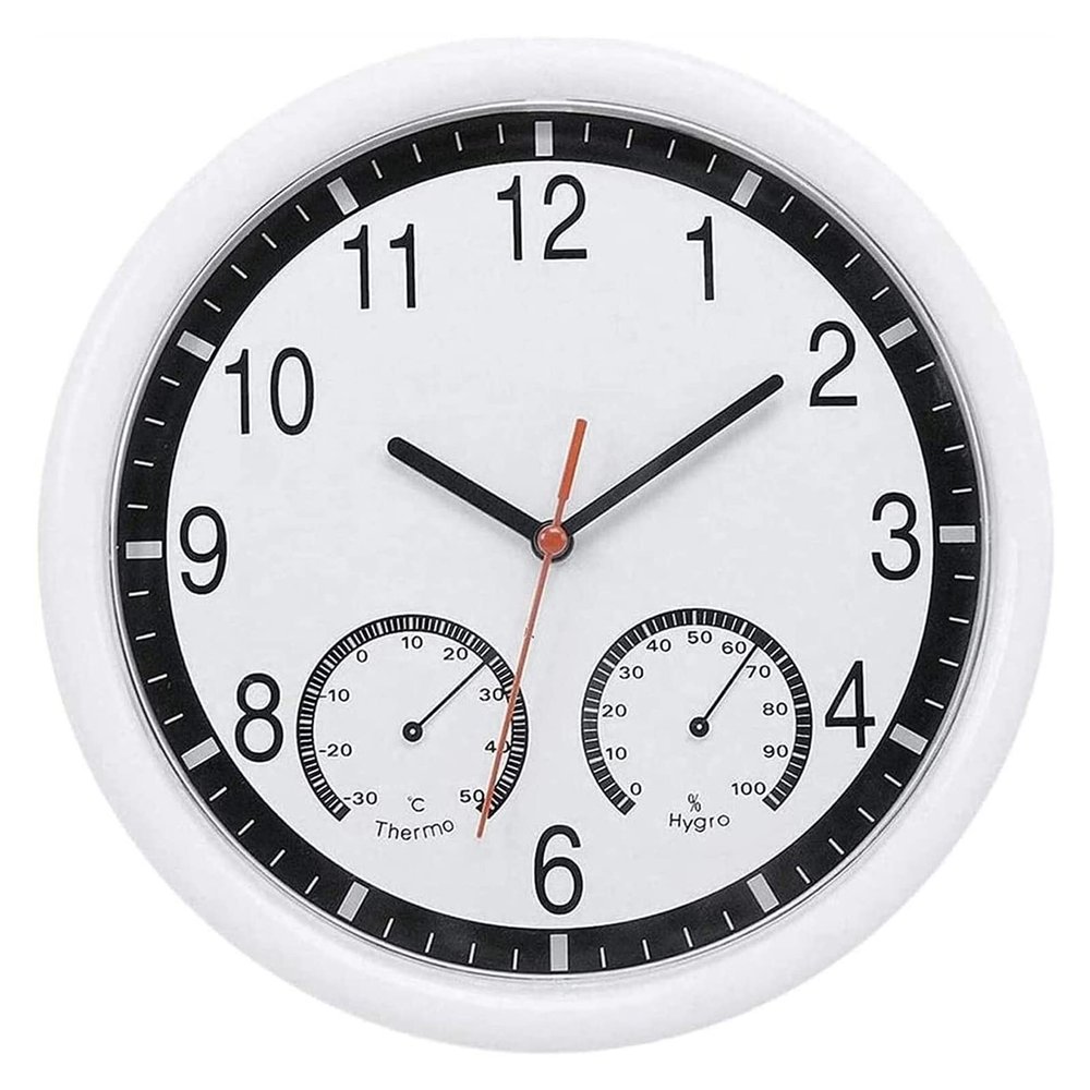 CHICKEN Wall Decor Creative Wall Clock Living Room Modern Temperature and Humidity Plastic Wall Clock Home Decoration Kitchen Wall Clock 10 Inch Clock for Bedroom