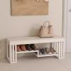 KAMPCO 3-Tier Shoe Rack for Entryway, White Metal Shoe Bench with Cushion Padded Seat, Shoe Organizer for Indoor Entrance Hallway Bedroom Living Room view 4