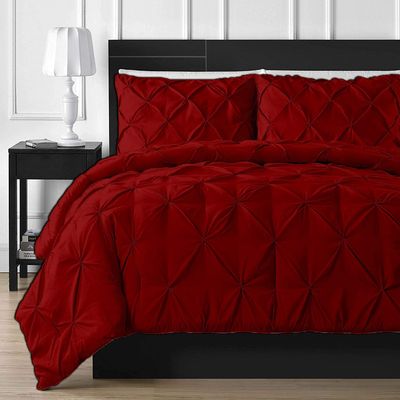 Premium Quality 120x120 Super King Plus Burgundy Pinch Pleated Duvet Cover Set Zipper Closure & Corner Ties Easy Fit,Breathable 800-TC Pillow Sham 2pc100% Egyptian Cotton