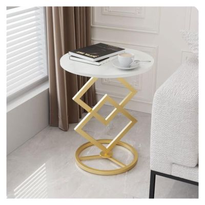Coffee Table Dining Table Round Side Table, Modern Coffee Table with Metal Frame, Decorative Table for Small Space, Living Room, Bedroom, Balcony Modern Coffee Table for Living Room (Color : A)