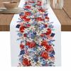 4th Of July Table Runner 72 Inches Long,Kitchen Dining Burlap & Cotton Tablerunner for Small/Round/Square/Wedding/Coffee/Dining Table Party Home Dcor White Red Blue Stripes Stars Flag Flower 14 x 72 view 1