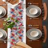 4th Of July Table Runner 72 Inches Long,Kitchen Dining Burlap & Cotton Tablerunner for Small/Round/Square/Wedding/Coffee/Dining Table Party Home Dcor White Red Blue Stripes Stars Flag Flower 14 x 72 view 2