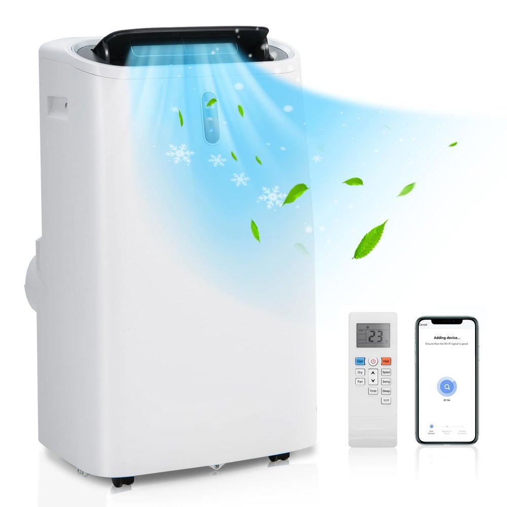 DORTALA 12000 BTU Portable Air Conditioner and Heater, 4-in-1 AC Unit with Dehumidifier, Heat, Cool, Fan, Standing AC with WiFi Smart App Control, 24H Timer, Remote Control, Cools up to 450 Sq. Ft