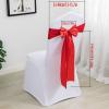Hazuff Satin Chair Sash with Butterfly Bow Modern and Minimalist Wedding Decor Butterfly Bow Ribbon with Free Tying Chair Back Flower with Elastic DesignRed 50 PCS view 2