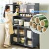 Bamboo Frame Free Standing Kitchen Bakers Rack, Kitchen Cabinet Storage with Double Door Cabinet, Large Kitchen Storage Shelves with Wire Holes, for Garage Pantry Home Kitchen ( Size : 116x38cm/46x15i view 2