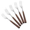 Yumokit Premium Natural Wood Handle Dinner Forks - Set of 5 | 304 Stainless Steel Flatware Dinner Forks, Ergonomic Design (Dinner Forks), Silver, HX017 view 1