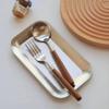 Yumokit Premium Natural Wood Handle Dinner Forks - Set of 5 | 304 Stainless Steel Flatware Dinner Forks, Ergonomic Design (Dinner Forks), Silver, HX017 view 4