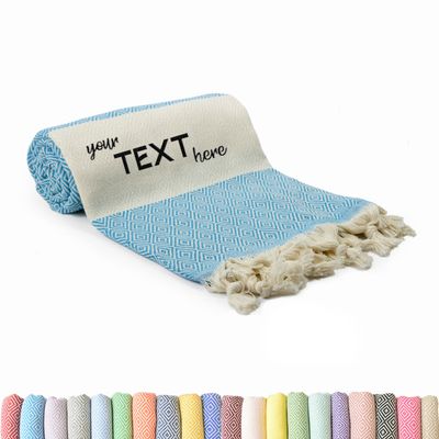Turkish Beach Towel, Oversized Lighweight Yoga Blanket, Personalized Gifts, Travel Friendly, Custom Printing Bath Towels for Kids and Adults (Turquoise)