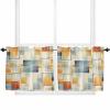Jolunifun Geometric Kitchen Curtain 36 Inch Length Small Short Cafe Tiers Curtains Drape, 2 Panels Window Treatment Rod Pocket Drapery Panels Curtains, Modern Abstract Multi Colored Paintng 55x36 view 1