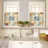 Jolunifun Geometric Kitchen Curtain 36 Inch Length Small Short Cafe Tiers Curtains Drape, 2 Panels Window Treatment Rod Pocket Drapery Panels Curtains, Modern Abstract Multi Colored Paintng 55x36 view 2