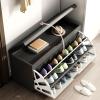 Modern Shoe Rack Organizer for Bedroom Hallway Shoe Cabinet with 3 Flip Drawers,Storage Shoe Bench with Padded Seat,Entryway Bench with Lift Top Storage Box view 2