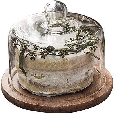 Cake Holders Tableware Steak Plate Dim Sum Plate with Lid Cake Stand Set Party Biscuit Bread Tasting Tray Glass Decorative Serving Tray (Size : 262612CM) (21 * 21 * 10CM) ()