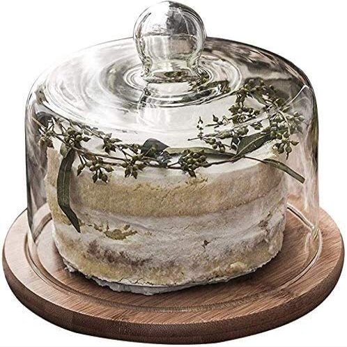 Cake Holders Tableware Steak Plate Dim Sum Plate with Lid Cake Stand Set Party Biscuit Bread Tasting Tray Glass Decorative Serving Tray (Size : 262612CM) (21 * 21 * 10CM) ()