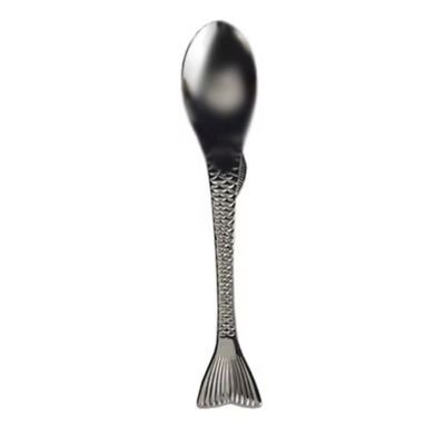 WAOCEO Cooking Spoons Elegant and Beautiful Mermaid Western Food Spoon Mixed Rice Spoon Eating Fried Rice Spoon 304 Stainless Steel Spoon Dessert Spoon Table Spoons (Color : B)