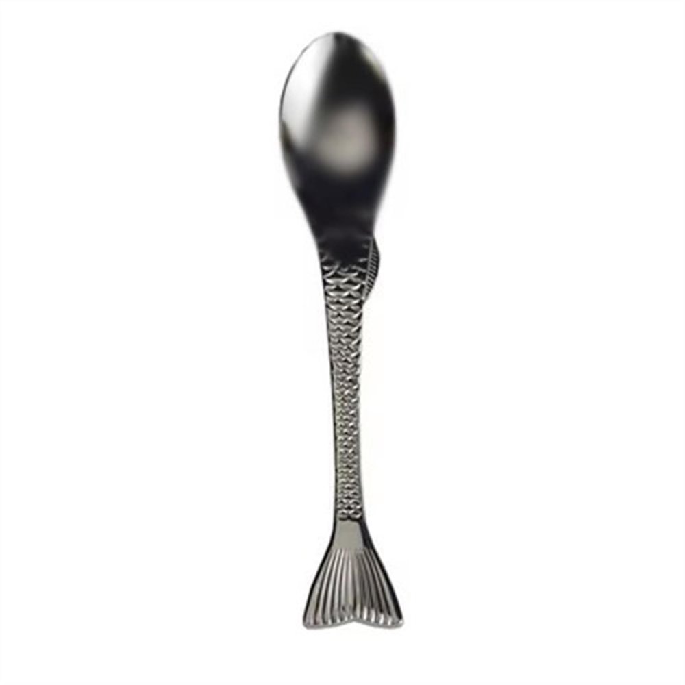 WAOCEO Cooking Spoons Elegant and Beautiful Mermaid Western Food Spoon Mixed Rice Spoon Eating Fried Rice Spoon 304 Stainless Steel Spoon Dessert Spoon Table Spoons (Color : B)