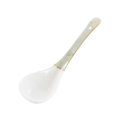 Cooking Spoons Large gold-plated bone china spoon ceramic soup spoon household long-handled Damascus spoon Table Spoons