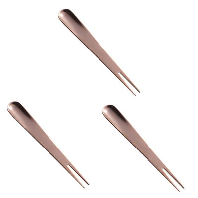 PRETYZOOM 3pcs Stainless Steel Dessert Forks Rose Gold Fruit Cake Fork for Home Restaurant Hotel Use for Appetizers Pastries and