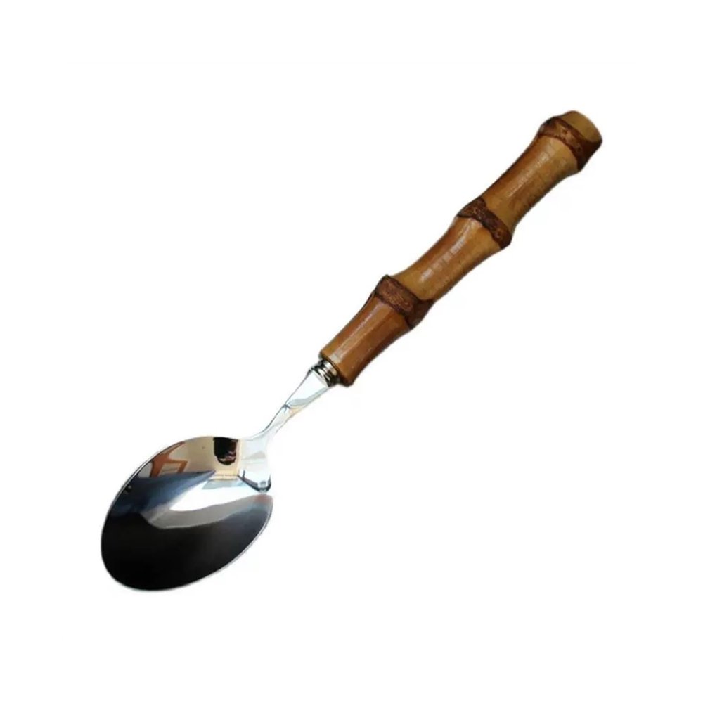 Cooking Spoons Bamboo long handle creative 304 stainless steel main dinner spoon multi-dinner spoon high value household soup spoon Table Spoons