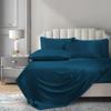 6 Piece Mulberry Silk Sheet Set Full Size (54x75)+ Upto 16 Inch Deep Pocket Teal Color Smooth Soft and Silk Bed Sheets Full Size Bedding Set view 3