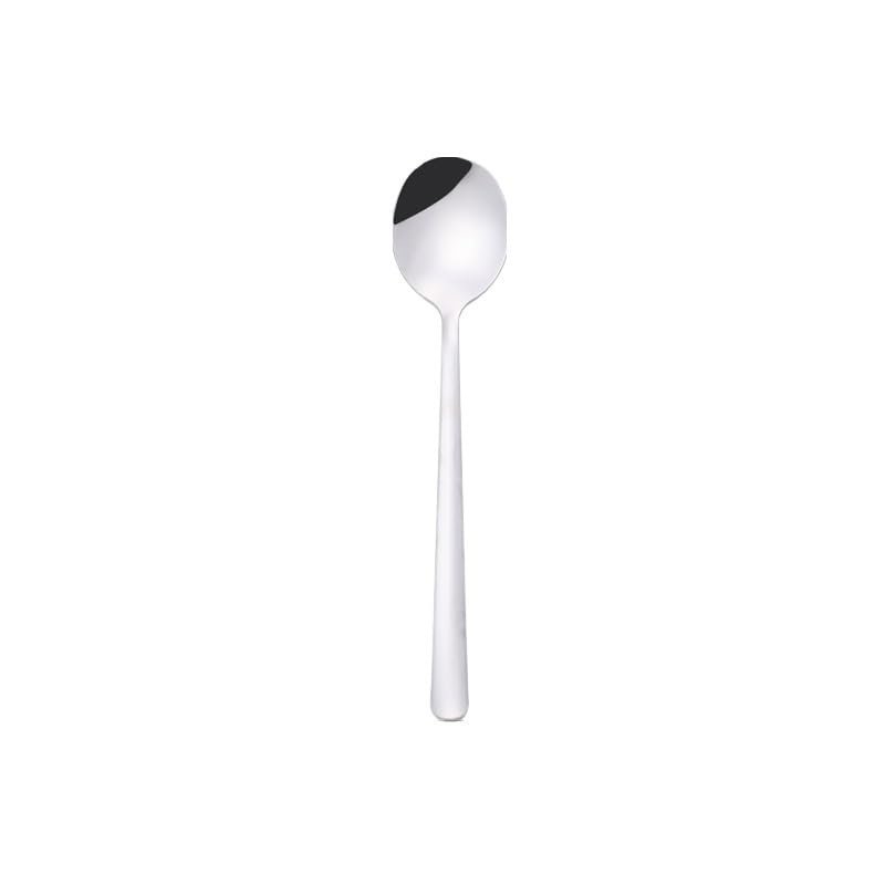 GOODJAYVEN Silverware Flatware Set, 1/4/6/8/10/12 Pieces Stainless Steel Spoons Household Soup Spoons Long Handle Spoons (Color : Silver, Size : 8Pcs)