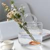 Bag Vase for Flowers, Hand Blown Glass Vase Purse Vase Flower Purse Glass Vase, Modern Farmhouse Decor,Style1-Transparent view 4