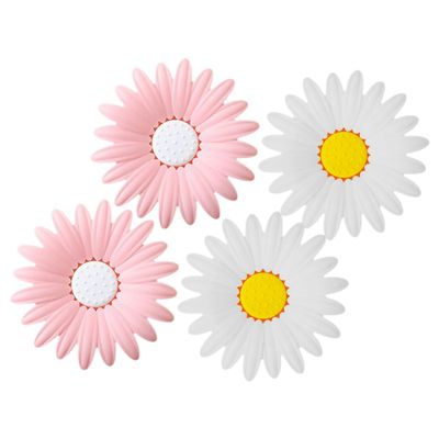 Beatifufu 4pcs Floral Bathroom Soap Dish Daisy Shape Soap Stand Drainable Holder Rack for Bathroom Kitchen