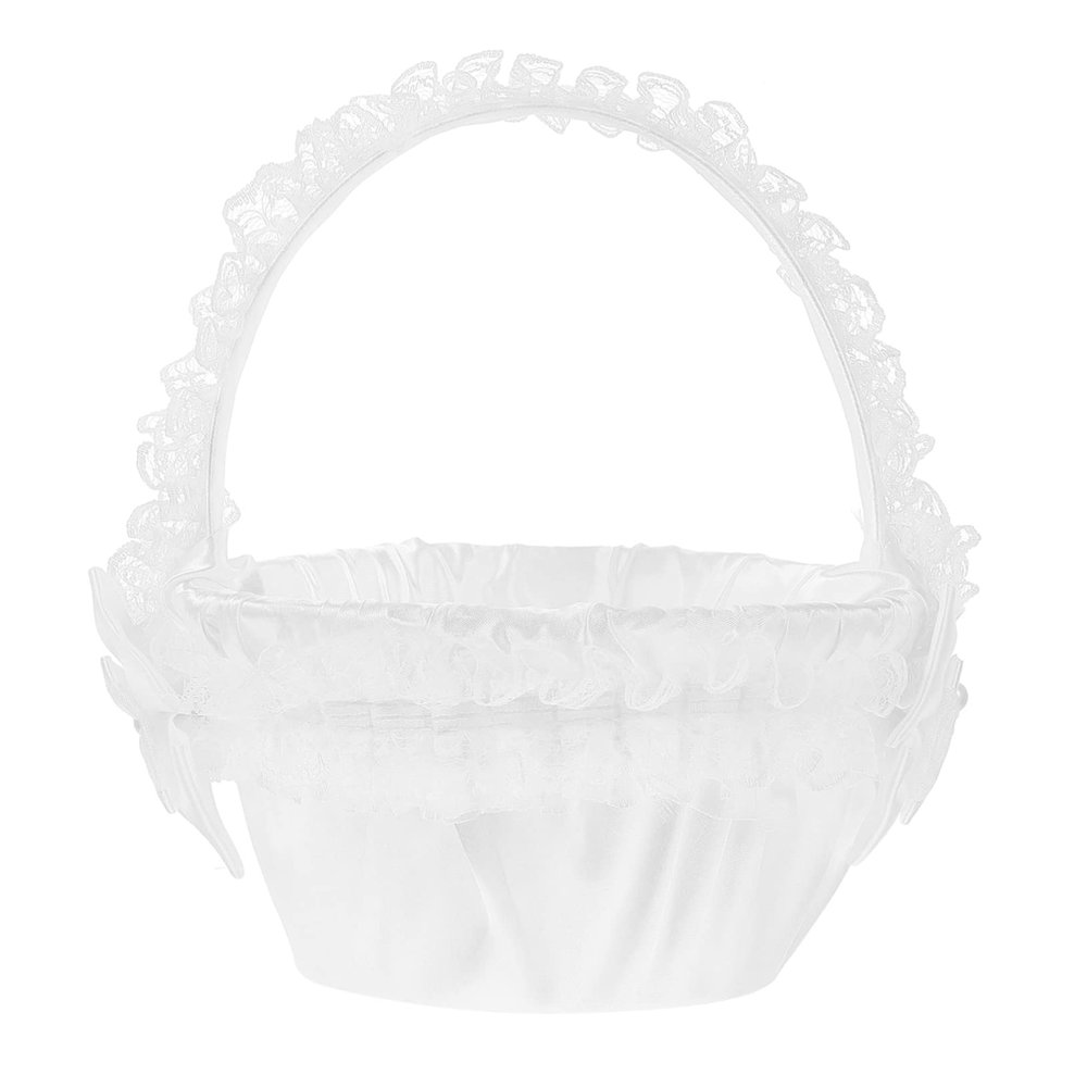 SHOWERORO Wedding Flower Basket Lace for Flower Girls Lightweight and Stylish Petal Holder for Weddings Celebrations and Special Occasions Versatile Container for Candies and More