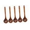SHOWERORO 5pcs Long Handle Wooden Soup Spoon Natural Round Kitchen Utensils for Soup Cooking Mixing and Serving Food-grade Wooden Cutlery view 1