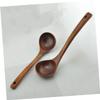 SHOWERORO 5pcs Long Handle Wooden Soup Spoon Natural Round Kitchen Utensils for Soup Cooking Mixing and Serving Food-grade Wooden Cutlery view 2
