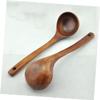 SHOWERORO 5pcs Long Handle Wooden Soup Spoon Natural Round Kitchen Utensils for Soup Cooking Mixing and Serving Food-grade Wooden Cutlery view 3