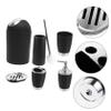 Beatifufu 6pcs Plastic Bathroom Accessory Set Lotion Dispenser Toothbrush Holder Tumbler Cup Soap Dish Toilet Brush Trash Can Black for Decor view 1