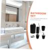 Beatifufu 6pcs Plastic Bathroom Accessory Set Lotion Dispenser Toothbrush Holder Tumbler Cup Soap Dish Toilet Brush Trash Can Black for Decor view 3