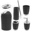 Beatifufu 6pcs Plastic Bathroom Accessory Set Lotion Dispenser Toothbrush Holder Tumbler Cup Soap Dish Toilet Brush Trash Can Black for Decor view 4
