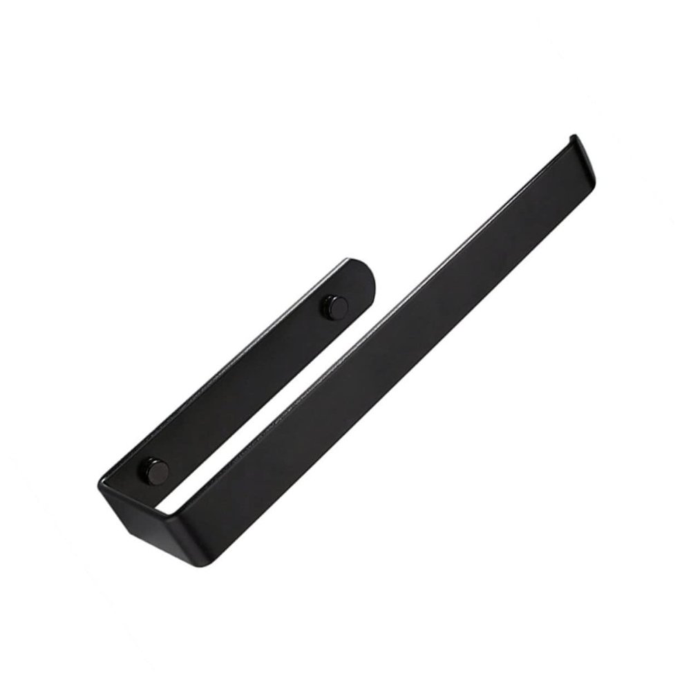 SHOWERORO Stainless Steel Paper Holder Wall-Mounted Rack for Kitchen and Bathroom Space-Saving Design Easy Installation Elegant Black Finish No Drilling Required
