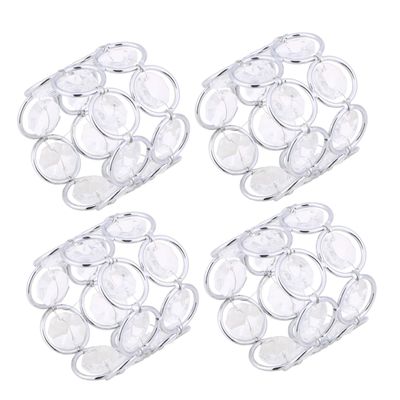 SHOWERORO 8pcs Sparkly Crystal Metal Napkin Rings for Weddings and Parties Elegant Silver Serviette Buckles for Table Decorations Design for Centerpieces and Special Events