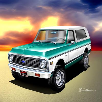 1972 Chevy Blazer - Turquoise/White | Fine Art Print By Danny Whitfield Size 20 x 24