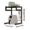 Multifunctional Kitchen Rice Cooker Storage Shelf, 2 Height Adjustable Countertop Metal Rack with 4 Hooks view 2