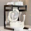 Multifunctional Kitchen Rice Cooker Storage Shelf, 2 Height Adjustable Countertop Metal Rack with 4 Hooks view 3
