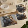 ZGDPBYF Tiger Wildlife Bathroom Rugs Sets 3 Piece Fierce Golden Striped Tiger Head Non Slip Bath Mats for Bathroom Floor, Soft Washable Bathroom Mats and Rugs Sets for Toilet Shower Sink view 1