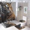 ZGDPBYF Tiger Wildlife Bathroom Rugs Sets 3 Piece Fierce Golden Striped Tiger Head Non Slip Bath Mats for Bathroom Floor, Soft Washable Bathroom Mats and Rugs Sets for Toilet Shower Sink view 2