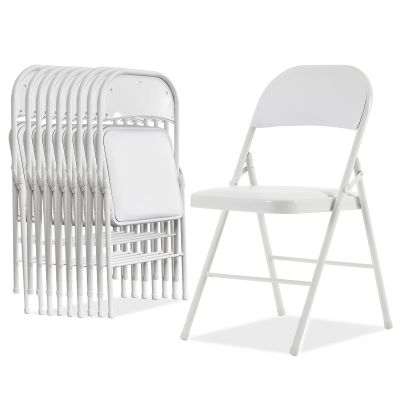 ACLULION Padded Folding Chairs Set of 10, White Portable Folding Chairs with Padded Seats and Back, 10 Pack Foldable Chairs with Cushion and Steel Frame for Party, Event, Wedding, Outdoor, Indoor