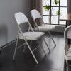 ACLULION Padded Folding Chairs Set of 10, White Portable Folding Chairs with Padded Seats and Back, 10 Pack Foldable Chairs with Cushion and Steel Frame for Party, Event, Wedding, Outdoor, Indoor view 2