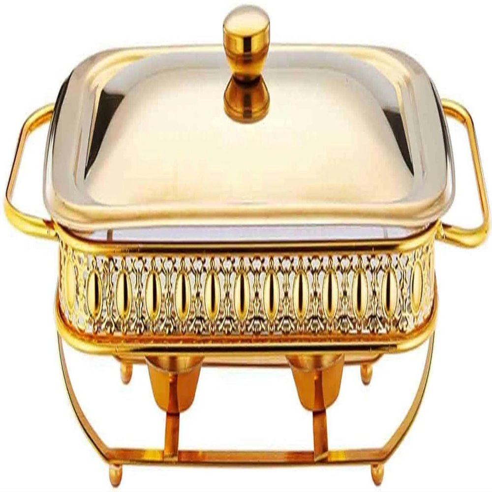 Steel Catering Food Warmers, with Glass lid lid Holder, Chafing Dish Buffet Set, Chafing Dishes Stainless, for Parties buffets Outdoor