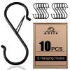 ADIIL 10 Pcs S Hooks for Hanging with Safety Buckle, Heavy Duty Metal S Shaped Closet Hooks for Hanging Plants, Kitchen Utensils, Jeans, Bags, Pots, 3.75 Inch, Black view 1