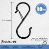 ADIIL 10 Pcs S Hooks for Hanging with Safety Buckle, Heavy Duty Metal S Shaped Closet Hooks for Hanging Plants, Kitchen Utensils, Jeans, Bags, Pots, 3.75 Inch, Black view 4