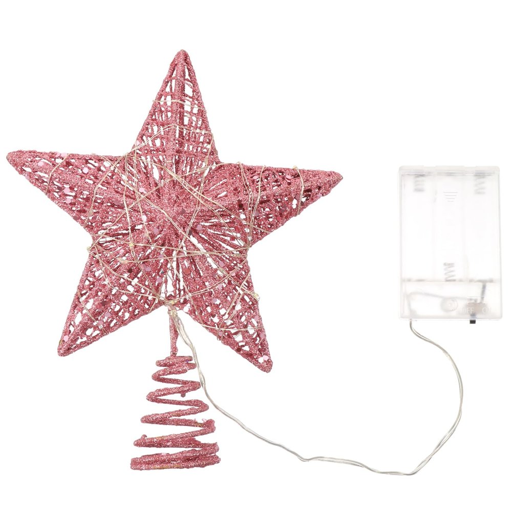 Beatifufu 1pc Shiny Christmas Tree Topper Warm Led Lights Hollow Star Design Decorative Tree Ornament for Holiday Season Decor