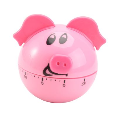 HAKIDZEL 1pc Cute Pig Shaped Mechanical Timer for Cooking and Baking Easy One-Button Kitchen Reminder for Management and Supervision