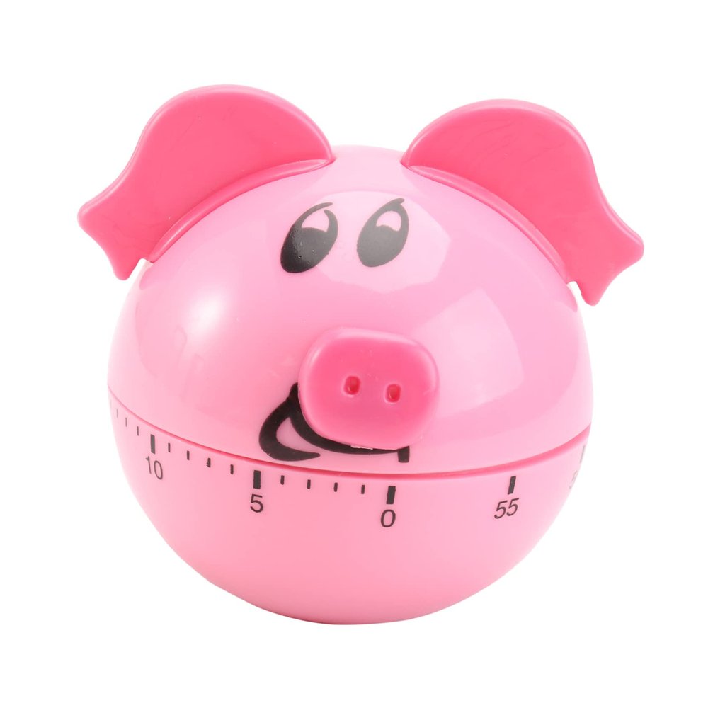 HAKIDZEL 1pc Cute Pig Shaped Mechanical Timer for Cooking and Baking Easy One-Button Kitchen Reminder for Management and Supervision