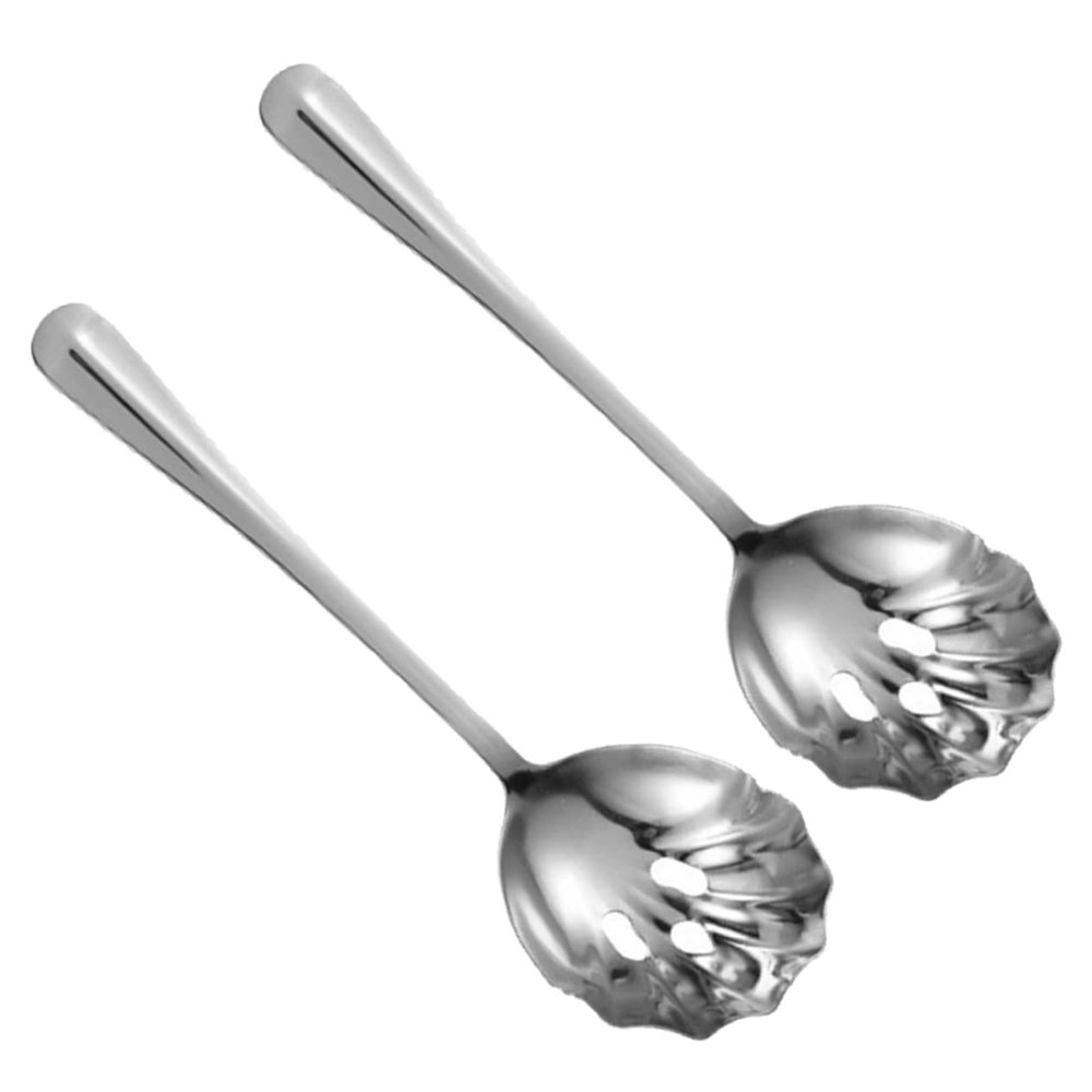 HAKIDZEL 2pcs Stainless Steel Colander Slotted Spoon Long Spoons Multifunctional Utensils