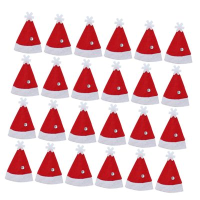 LABRIMP Festive Santa Hats Pack Mini Christmas Beanies Lollipop Wraps Candy Packing Toppers Wine Bottle Cap Decor